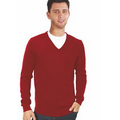 Unisex Cotton Fine Gauge V-Neck Long Sleeve Pullover Sweater